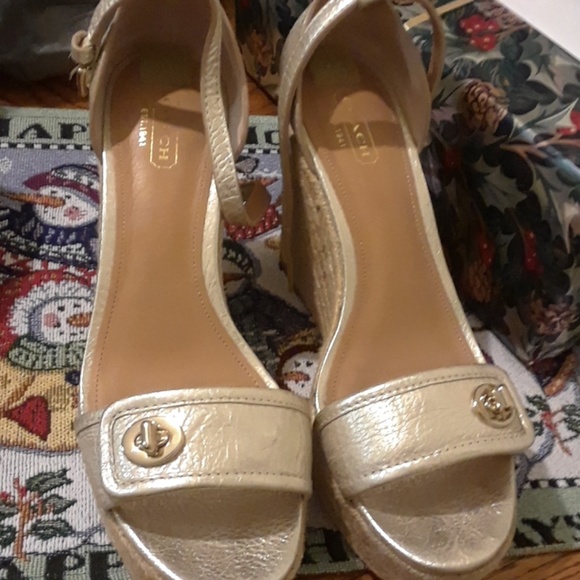 Coach Shoes - Coach Tan Wedges Size 8B
